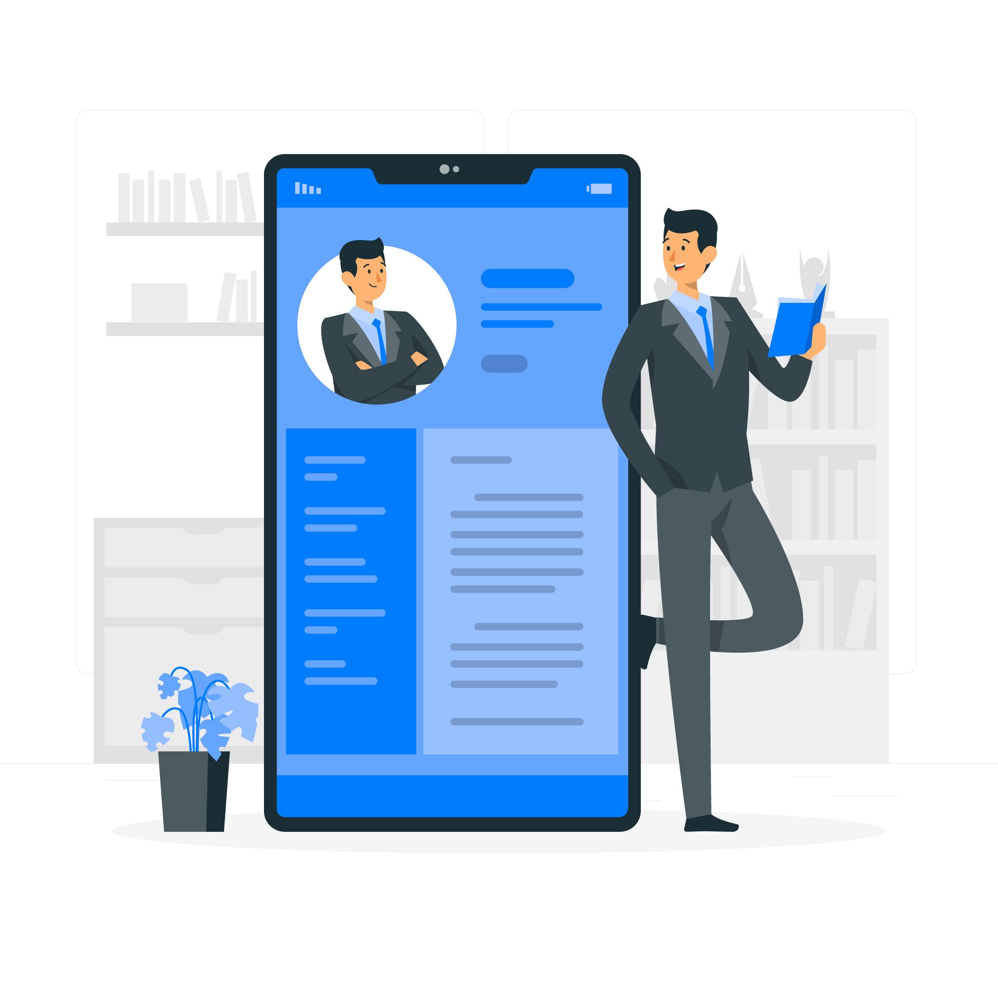 Image illustarting the creation of profile to connect and find the suitable jobs